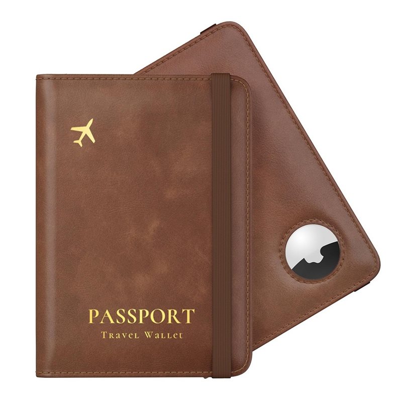 Travel Accessories Rfid - ABRT-ที่ใส่พาสปอร์ตพร้อมระบบป้องกัน RFID สำหรับ Airtag, กระเป๋าใส่พาสปอร์ตหนัง PU