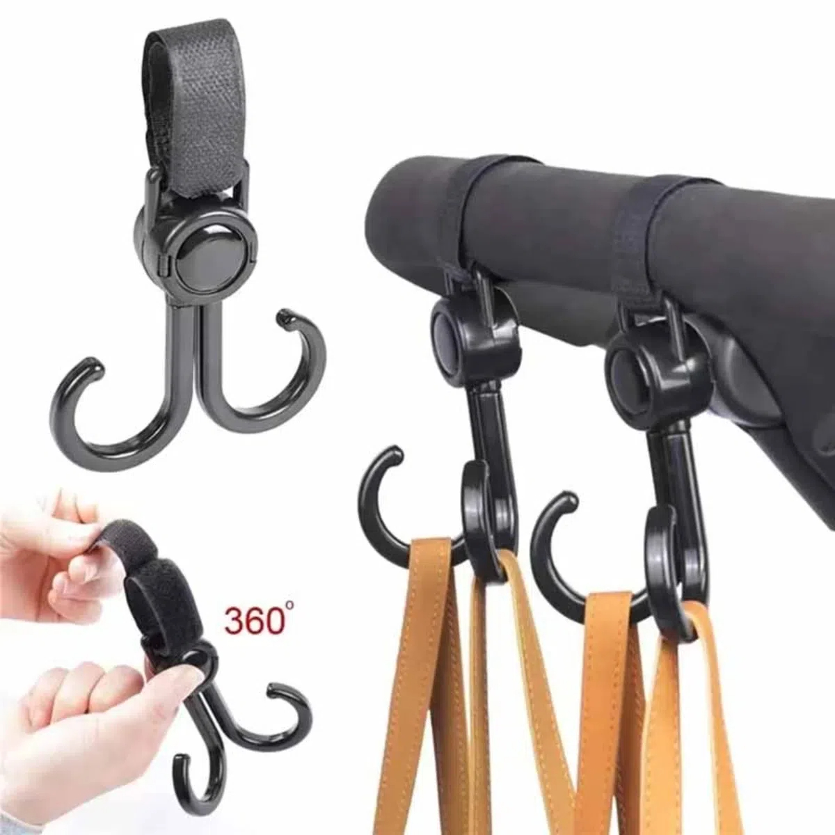 Travel Accessories For 3 Year Old - Rotatable Double Hooks รถเข็นเด็กทารกอุปกรณ์เสริมช้อปปิ้ง Prop มัลติฟังก์ชั่แบบพกพาตะขอพลาสติก