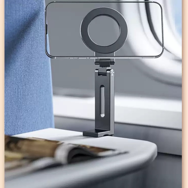 Phone Holder Airplane - ที่วางโทรศัพท์แม่เหล็กแบบพับได้ Universal Trip สำหรับเดินทาง หมุนได้ ใช้งานได้โดยไม่ต้องใช้มือ
