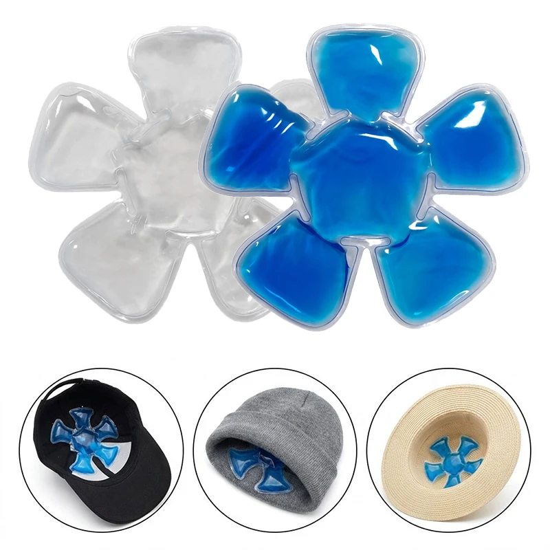 Travel Accessories Kit - แผ่นเจลประคบเย็น PVC สีฟ้าแบบปรับได้ ใช้ซ้ำได้ สำหรับหมวกและหมวกแก๊ป พกพาสะดวก