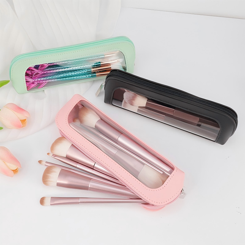 Travel Z - กระเป๋าใส่เครื่องสำอางแบบพกพา ทำจากหนัง PU ใส ขนาดเล็ก กันน้ำ