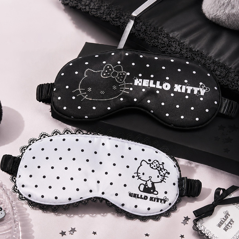 Travel Accessories Gifts For Women - หน้ากากปิดตาเฮลโล คิตตี้ น่ารัก นุ่มสบาย แต่งขอบลูกไม้ ปิดแสงได้สนิท