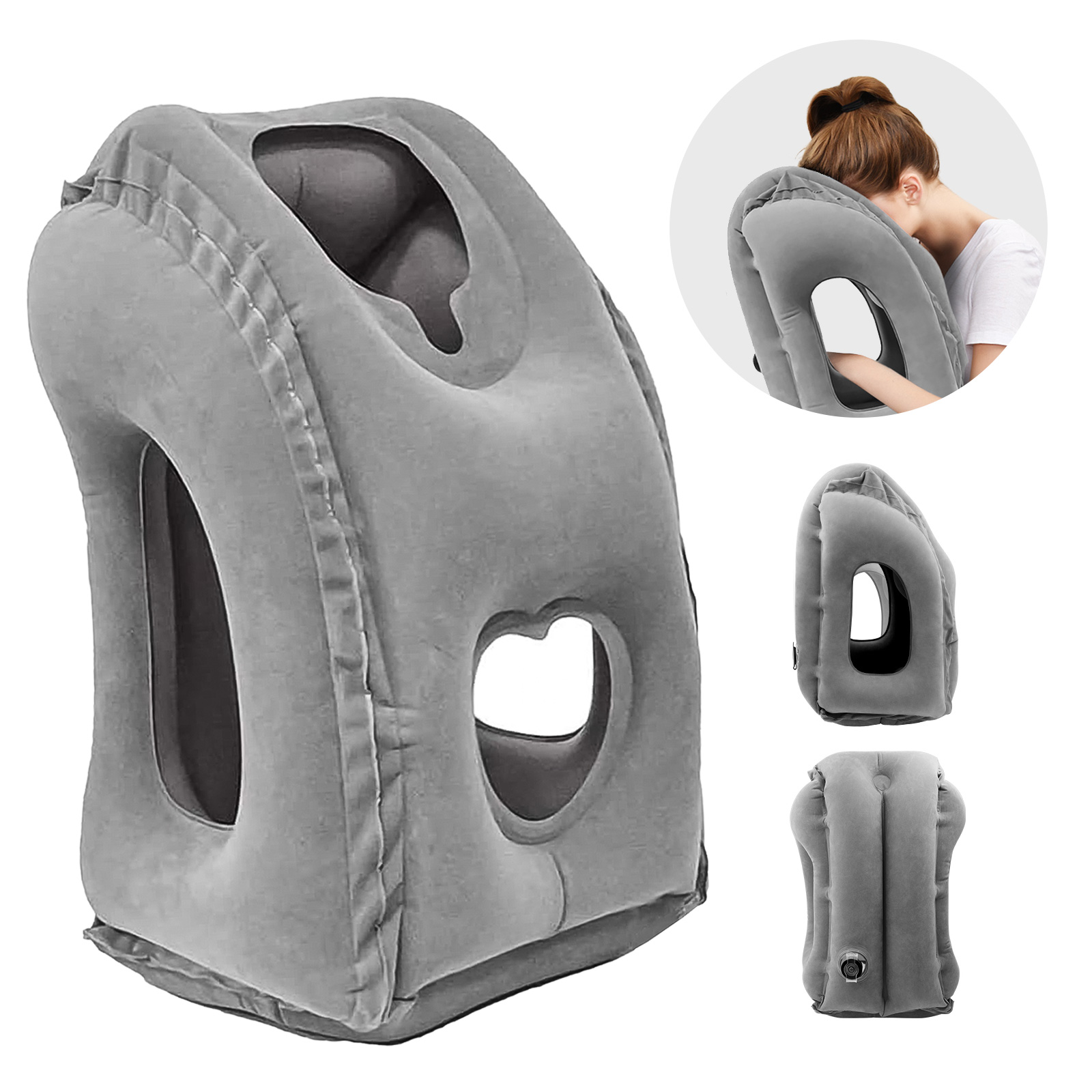 Travel Accessories Plane - หมอนเดินทางเป่าลม 1 ชิ้น, หมอนเครื่องบินพร้อมการออกแบบวาล์วที่จดสิทธิบัตร, อุปกรณ์เสริมการเดินทางพร้อมรองรับคอและศีรษะ, การเดินทาง