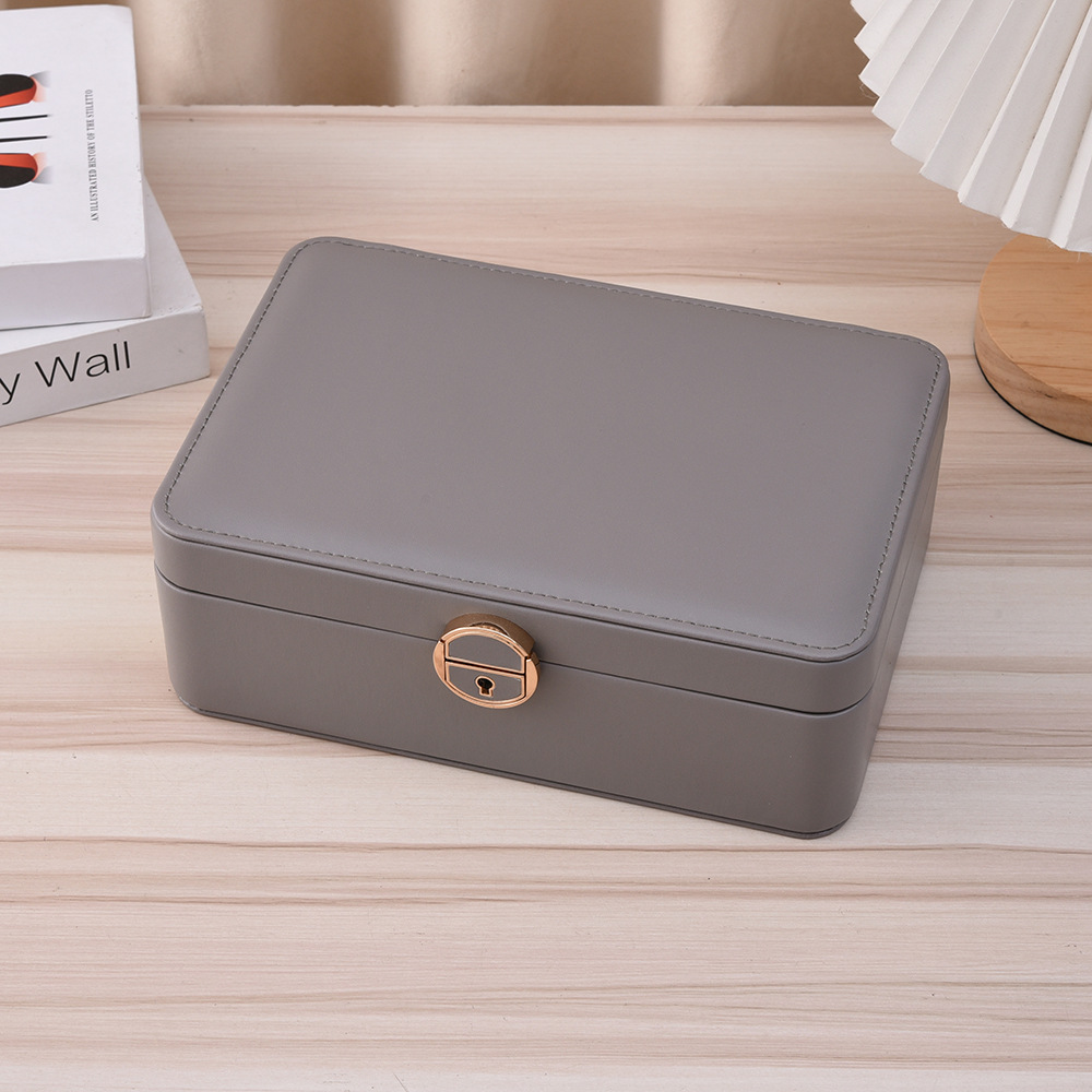 Travel Jewellery & Accessories Organiser - กล่องเก็บเครื่องประดับแบบพกพา หนัง PU รูปทรงสี่เหลี่ยมผืนผ้า สำหรับใส่แหวน สร้อยคอ