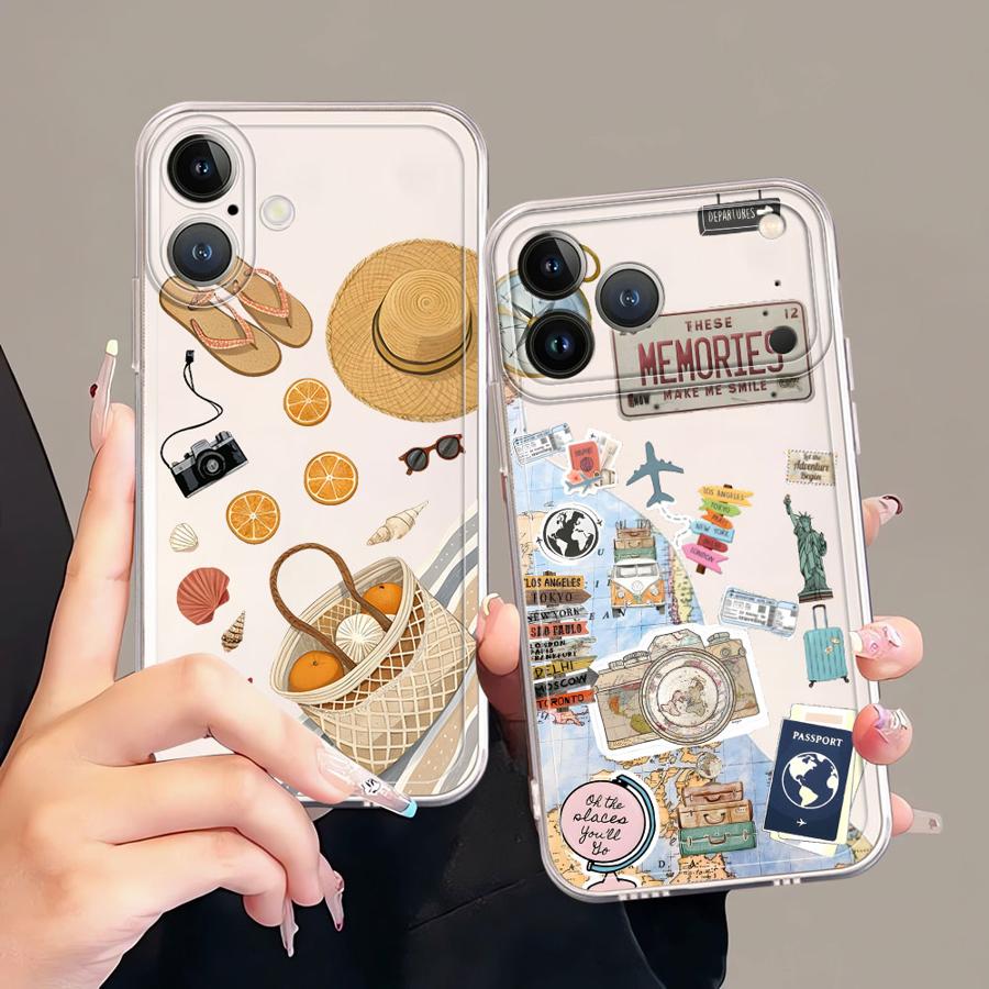 Travel Accessories Iphone - เคสโทรศัพท์ลายธีมท่องเที่ยวชายหาด สำหรับ iPhone 17 16 15