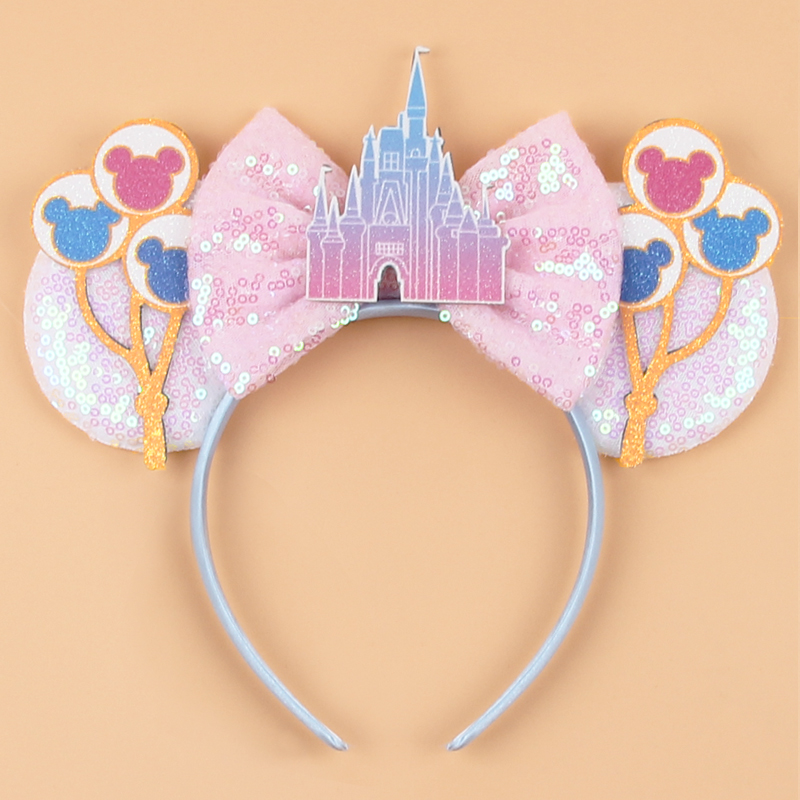 Travel Accessories Disney - 2026 ทัวร์ดิสนีย์ท่องเที่ยว ที่คาดผมมิกกี้เอียร์สำหรับเด็กผู้หญิง ที่คาดผมประดับโบว์รูปปราสาทประดับเลื่อม ตัวการ์ตูนคอสเพลย์ อุปกรณ์เสริมผม