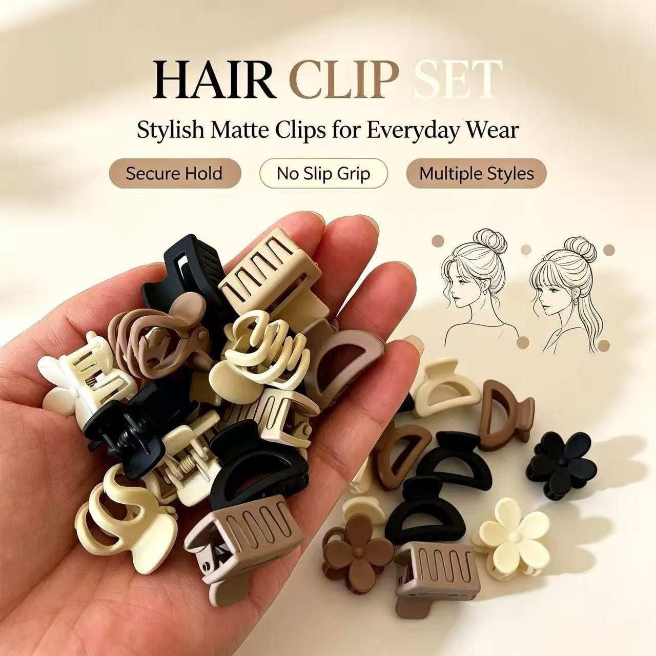 Travel Accessories Gifts For Women - 10/20/30 ชิ้น คลิปหนีบผมสีเบจแบบคละสี ขนาดเล็ก อุปกรณ์เสริมสำหรับสาวน่ารัก -