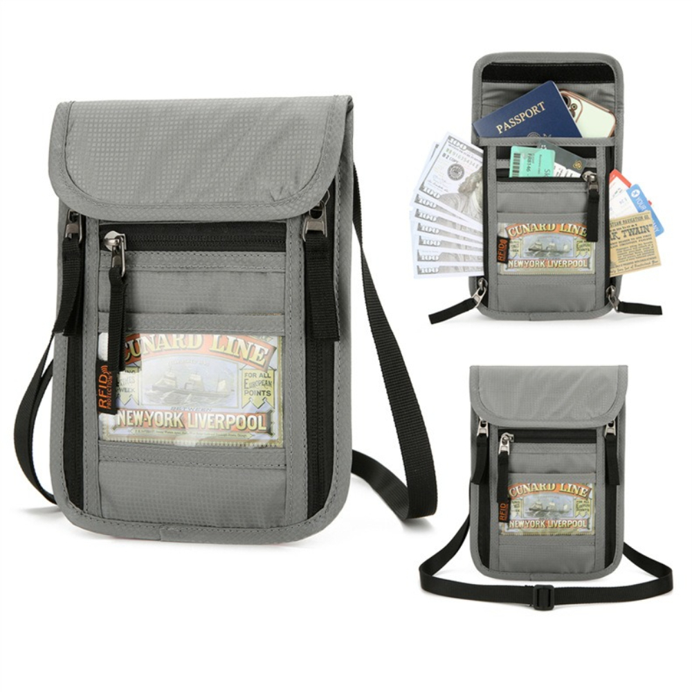 Travel Accessories Rfid - กระเป๋าใส่หนังสือเดินทาง สายคล้องคอ กระเป๋าใส่บัตรประจำตัว ที่ใส่หนังสือเดินทาง กระเป๋าใส่บัตรประจำตัวแบบป้องกัน RFID