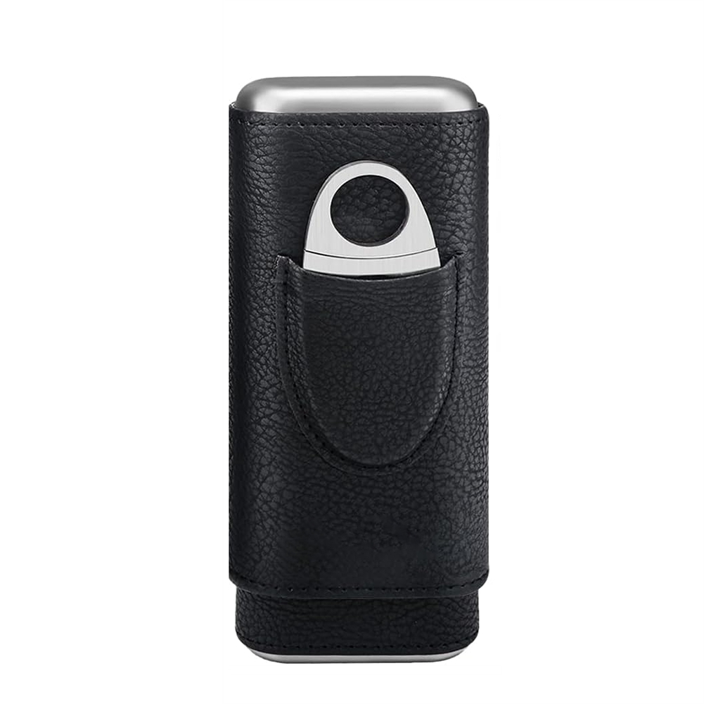 Travel Accessories Best - ที่ตัดซิการ์สแตนเลสอย่างดี พร้อมกล่องเก็บซิการ์แบบพกพาบุด้วยไม้ซีดาร์ สำหรับซิการ์ พร้อมกล่องอุปกรณ์เสริม