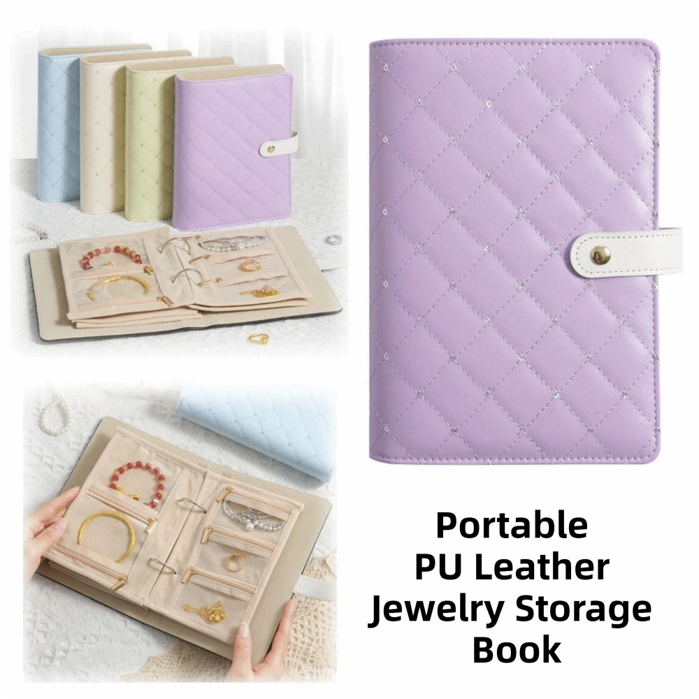 Travel Jewellery & Accessories Organiser - กระเป๋าเก็บเครื่องประดับแบบพกพา ซิปใส ช่องใส่ของแบบโปร่งใส ปกหนัง PU ป้องกันการเกิดออกซิเดชัน