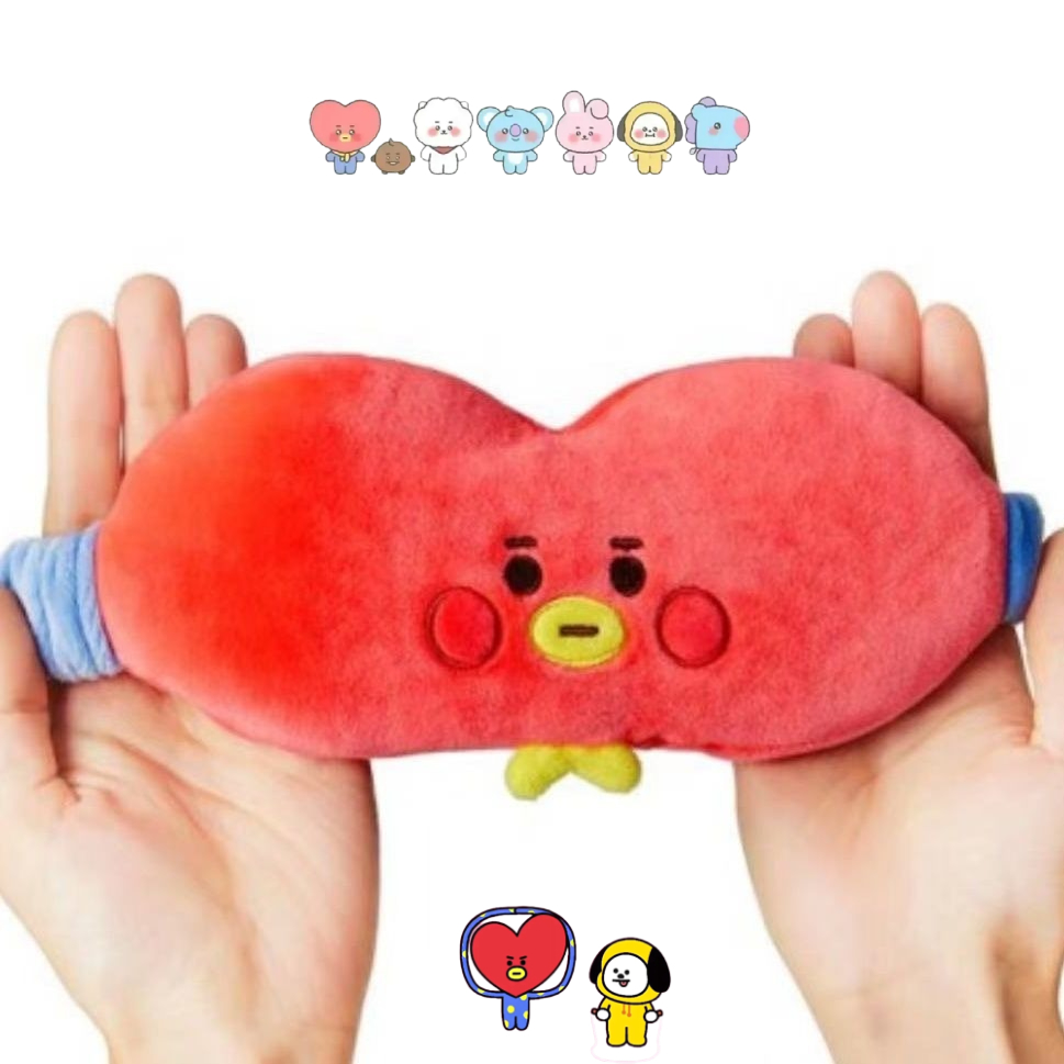Travel Accessories Kit - หน้ากากปิดตาตุ๊กตา BT21 น่ารัก สไตล์การ์ตูน สำหรับเดินทาง พักผ่อนในออฟฟิศ