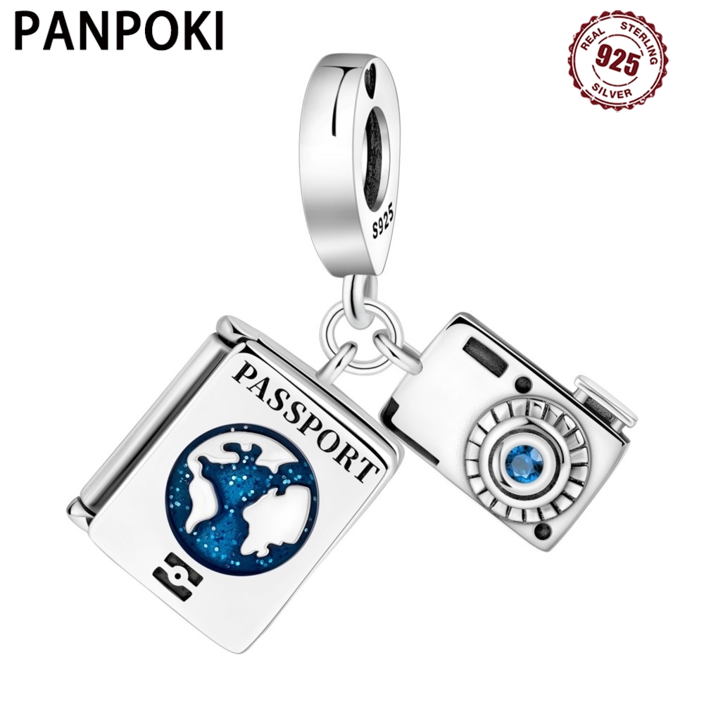 Travel Accessories Gifts For Women - 925 เงินสเตอร์ลิงหนังสือเดินทางกล้องจี้สร้อยข้อมือ Charms Fit ผู้หญิงเครื่องประดับลูกปัด DIY