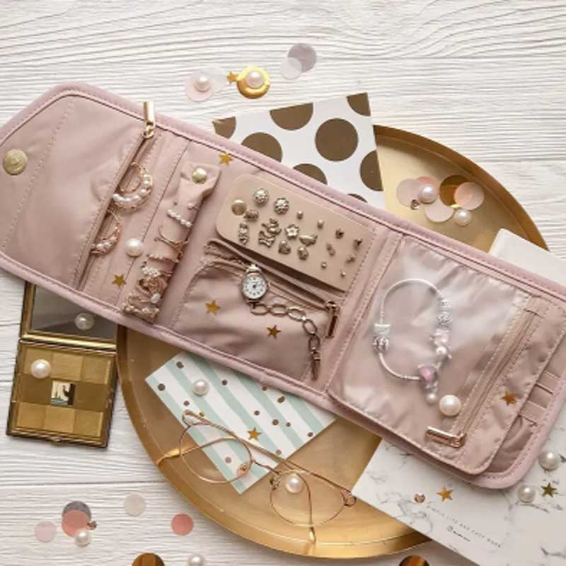 Travel Jewellery & Accessories Organiser - ม้วนเครื่องประดับแบบพับได้ สะดวก ออแกไนเซอร์เครื่องประดับ กระเป๋าเครื่องประดับ กระเป๋าเครื่องสําอาง จอแสดงผลเครื่องประดับ