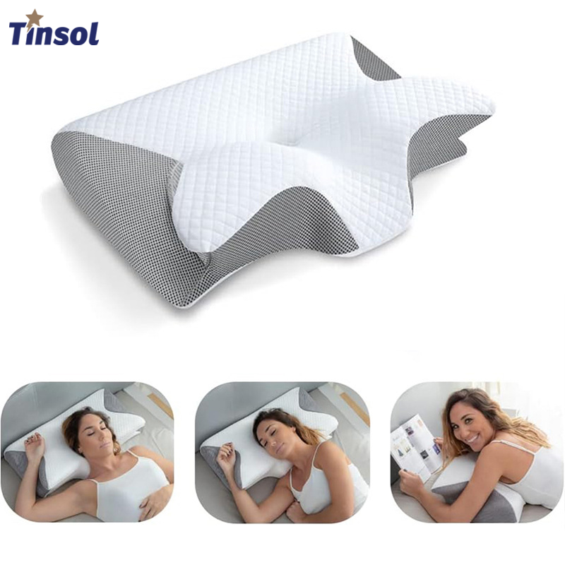 Neck Pillow Memory Foam - หมอนรองคอเมมโมรี่โฟม TINSOL เป็นหมอนรองคอที่ออกแบบตามหลักสรีรศาสตร์ เหมาะสำหรับผู้ที่นอนตะแคง นอนหลัง และนอนคว่ำ