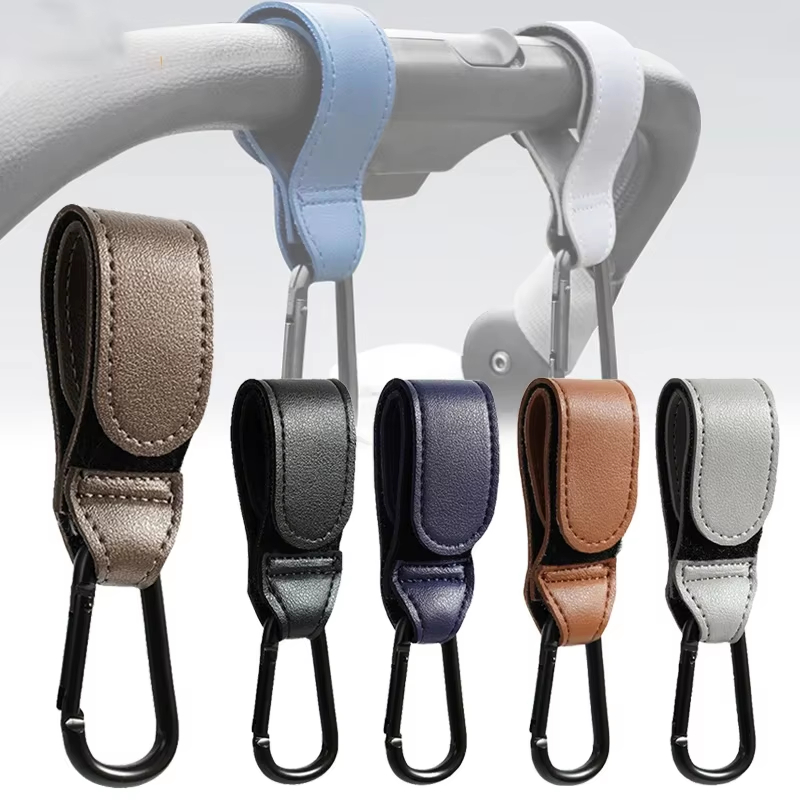 Travel Accessories For 3 Year Old - ตะขอเกี่ยวรถเข็นเด็กแบบหนัง 2 ชิ้น ตะขอเกี่ยวรถเข็นเด็ก PU ปรับได้