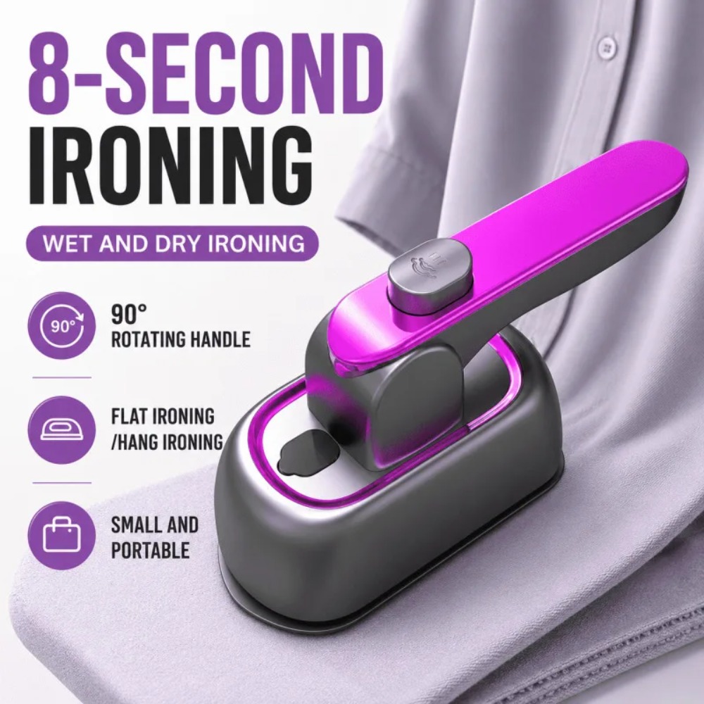 Mini Iron Travel - เตารีดไอน้ำแบบมือถือ เครื่องรีดผ้าไอน้ำแบบพกพา ใช้งานได้ทั้งแบบแห้งและแบบเปียก เตารีดไฟฟ้าขนาดเล็กสำหรับเดินทางและใช้ในบ้าน
