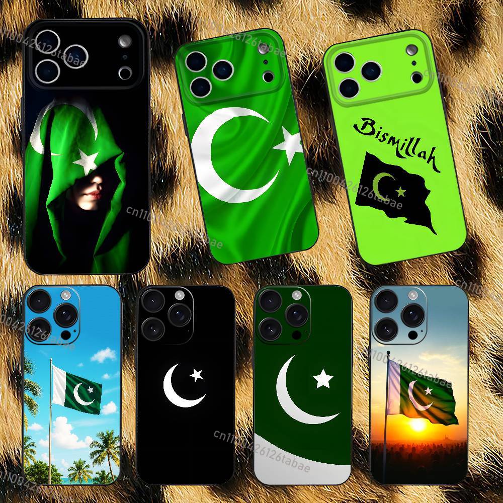 Travel Accessories Iphone - เคสโทรศัพท์นิ่มสีดำลายธงชาติปากีสถาน สำหรับ iPhone 17 13 14