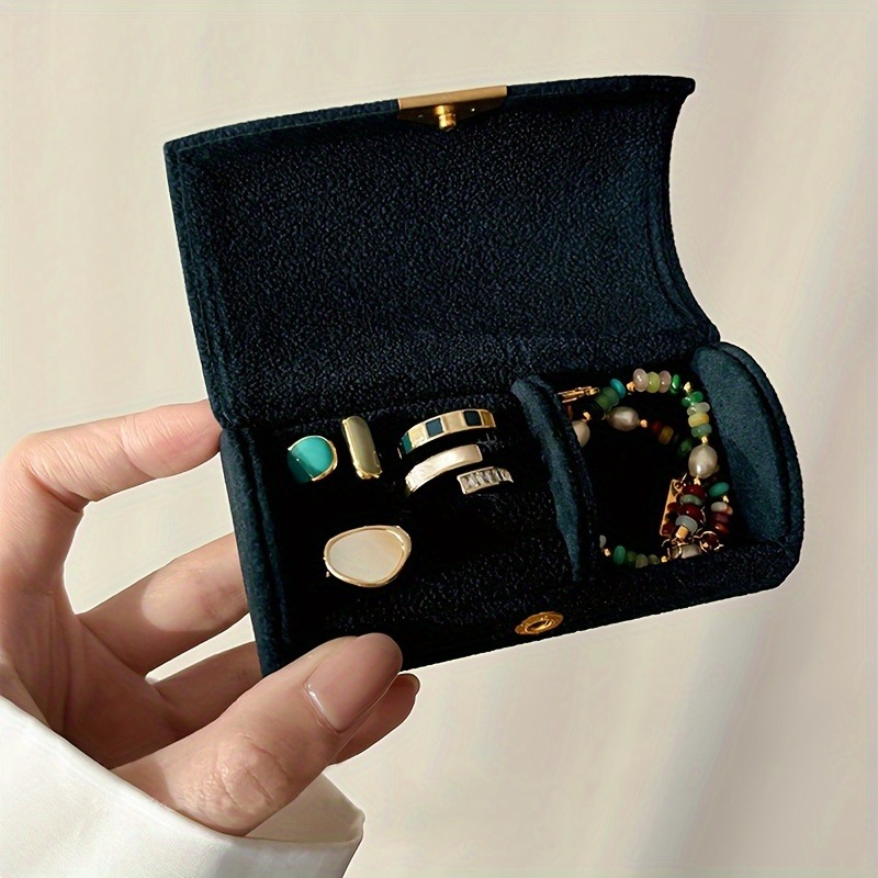 Travel Jewellery & Accessories Organiser - กล่องเก็บเครื่องประดับกำมะหยี่สุดหรูสำหรับผู้หญิง – ดีไซน์พกพาสำหรับการเดินทาง, ที่เก็บแหวนกันสนิม, กล่องเครื่องประดับ, กระเป๋าใส่เครื่องประดับ