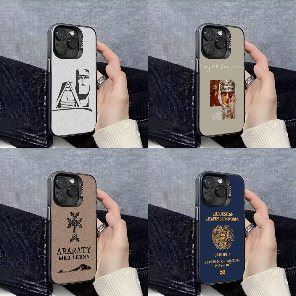 Travel Accessories Iphone - เคสโทรศัพท์ลายธงชาติอาร์เมเนียแบบคอลลาจ สำหรับ iPhone 17,16,15,14,13,12,11,Pro,Max,Plus,E,SE4,Air,Mini สีดำ แบบ