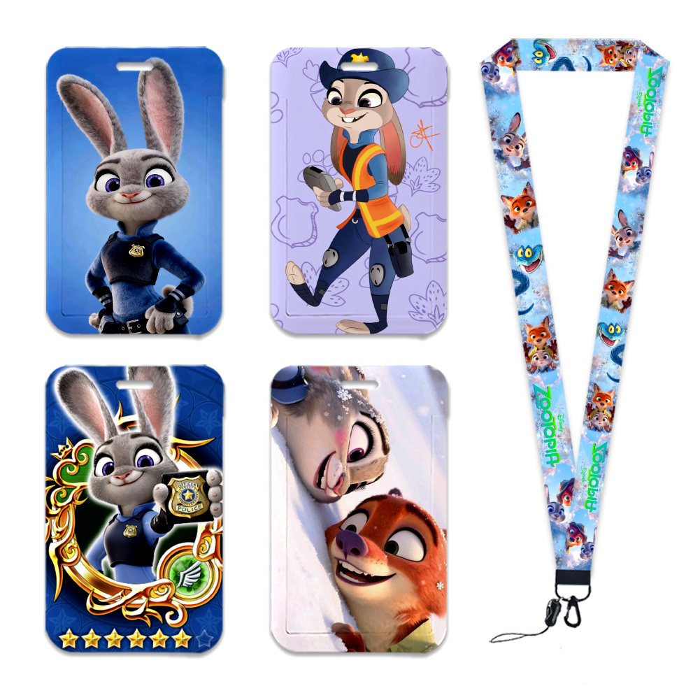 Travel Accessories Disney - ที่ใส่บัตรภาพยนตร์ดิสนีย์ ซูโทเปีย ใหม่ สายคล้องคอสำหรับนักเรียน เด็กผู้หญิง พวงกุญแจ