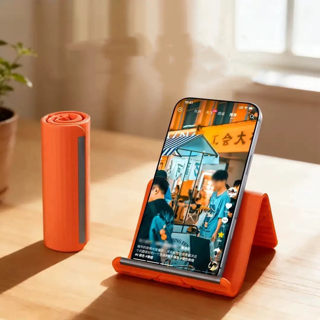 Travel Accessories Holder - ขาตั้งโทรศัพท์แบบพกพาซิลิโคนสำหรับวางบนโต๊ะ แท็บเล็ต แล็ปท็อป ดีไซน์สร้างสรรค์ ยืดหยุ่น พับได้