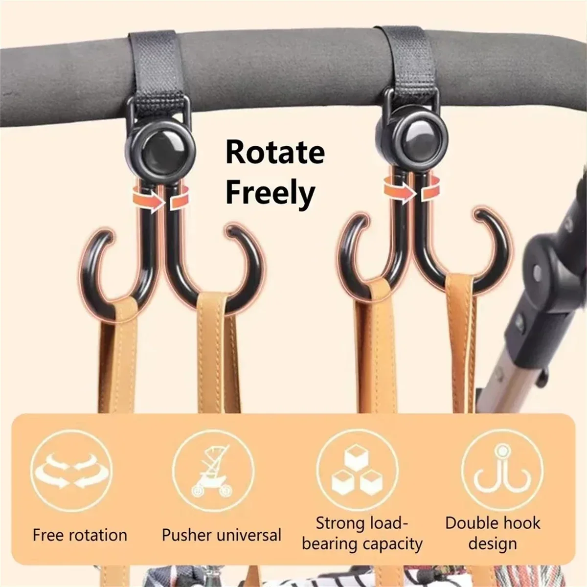 Rotatable Double Hooks รถเข็นเ - Travel Accessories For 3 Year Old บทวิจารณ์และราคา