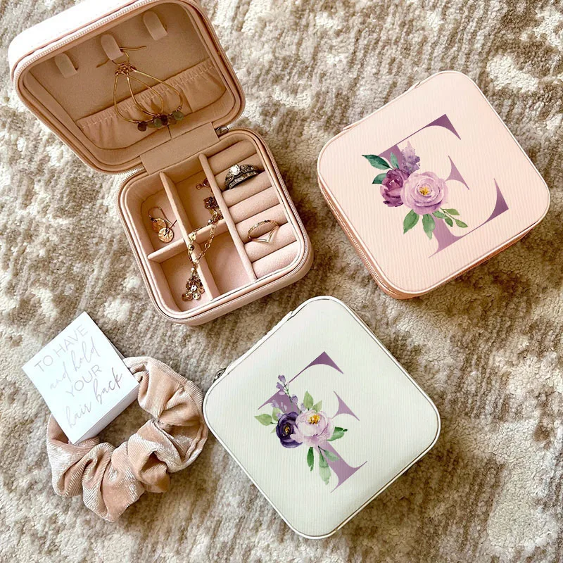 ตัวอักษรสีม่วงกล่องเครื่องประด - Travel Jewellery & Accessories Organiser บทวิจารณ์และราคา