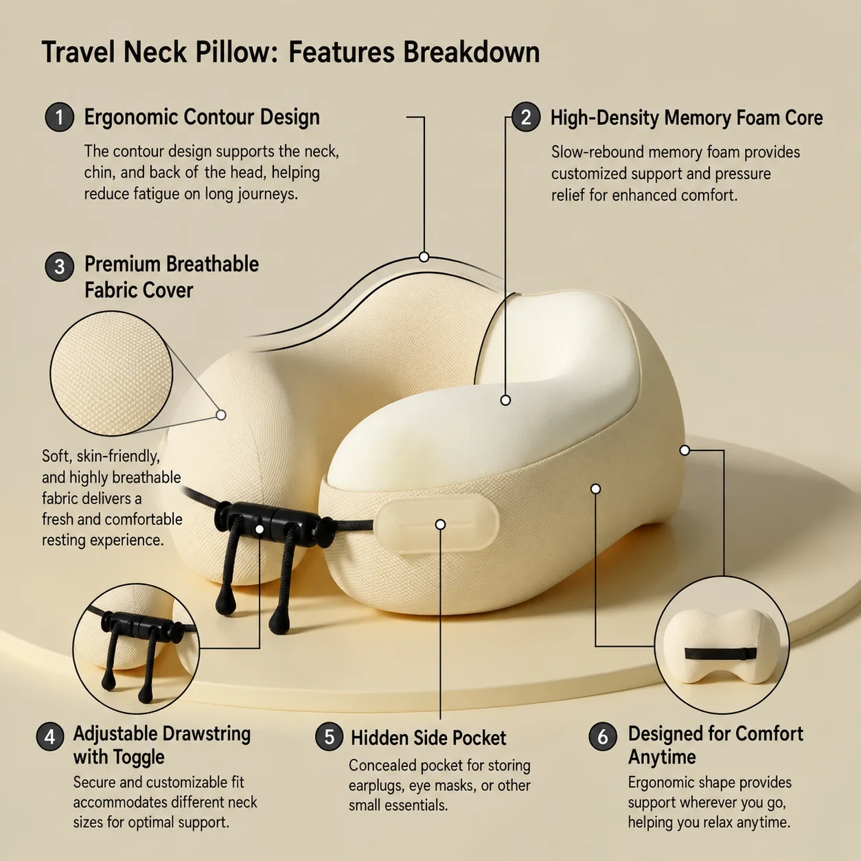 หมอนรองคอรูปตัวยูสำหรับเดินทาง - Neck Pillow Memory Foam บทวิจารณ์และราคา